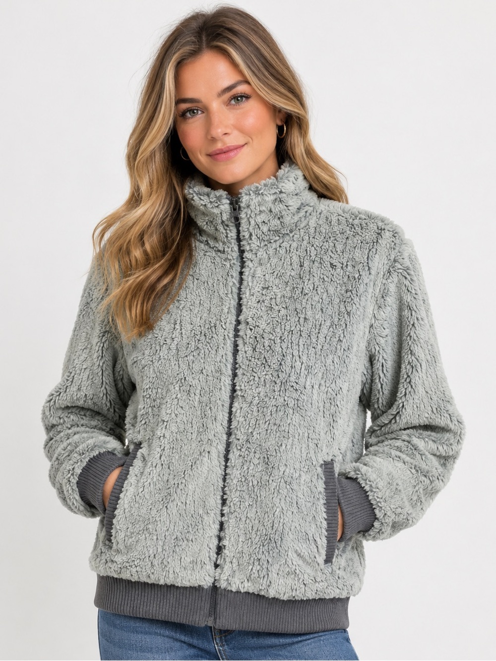 Patagonia womens gray Conejo bomber fleece Jacket medium